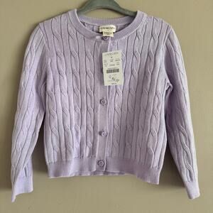 Crewcuts Cable Knit Cardigan Sweater Lavender Purple XXS 2-3 Year Toddler Girl's